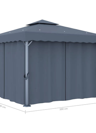 Prieel Met Gordijn En Led-Lichtslinger Kleurig