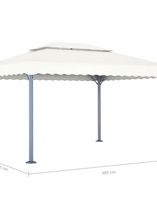Prieel Met Led-Lichtslinger 400X300 Cm Aluminium Kleurig