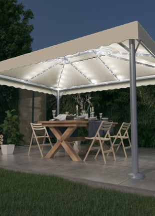 Prieel Met Led-Lichtslinger 400X300 Cm Aluminium Kleurig