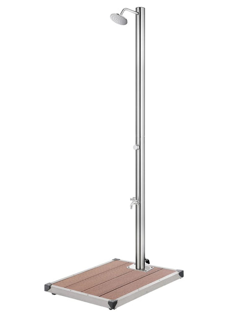 Buitendouche met bruine basis 220 cm roestvrij staal