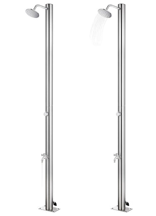 Buitendouche met bruine basis 220 cm roestvrij staal