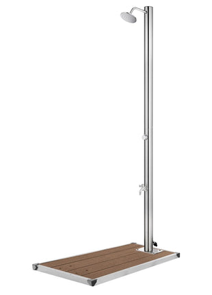 Buitendouche met bruine basis 220 cm roestvrij staal