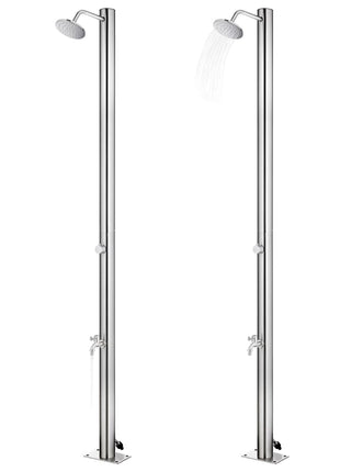 Buitendouche met bruine basis 220 cm roestvrij staal