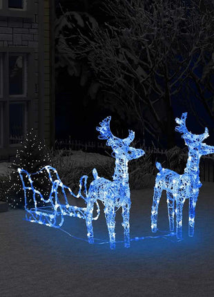 Kerstversiering Rendieren En Slee 160 Led's 130 Cm Acryl Blauw