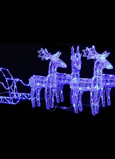 Kerstversiering Rendieren En Slee 160 Led's 130 Cm Acryl Blauw