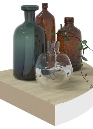 Hoekwandschappen 35X35X3,8 Cm Mdf Kleurig En Eiken En Wit