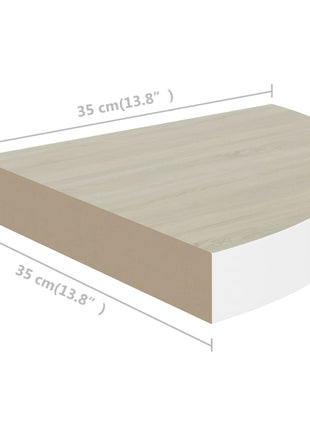 Hoekwandschappen 35X35X3,8 Cm Mdf Kleurig En Eiken En Wit