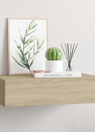 Viaxl Wandschap Met Lade 60X23,5X10 Cm Mdf Kleurig Eiken