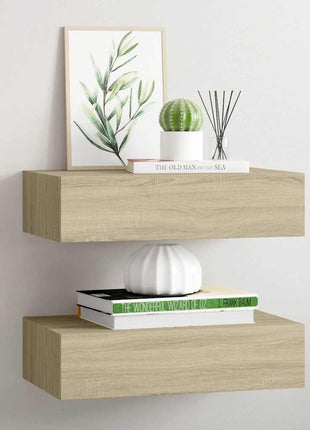 Viaxl Wandschap Met Lade 60X23,5X10 Cm Mdf Kleurig Eiken