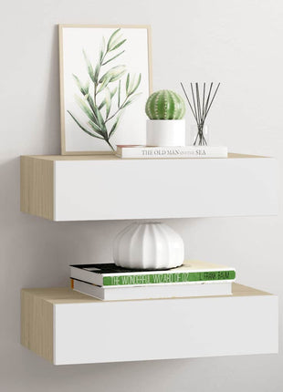 Wandladekast 40X23,5X10 Cm Mdf Eiken En Wit