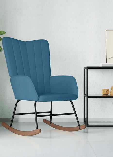 Schommelstoel fluweel blauw