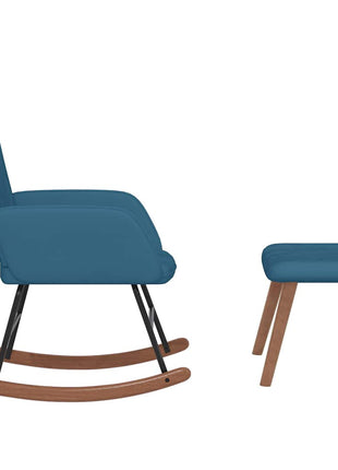 Schommelstoel met voetenbank fluweel blauw