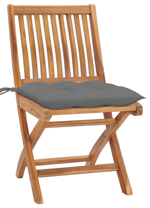 Tuinstoelen Inklapbaar Met Kussens Massief Teakhout Grijs