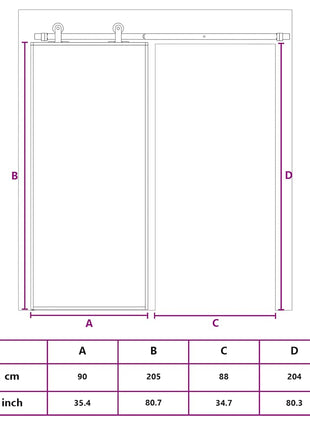 Schuifdeur Esg-Glas En Aluminium Zwart