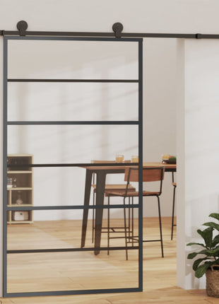 Schuifdeur Esg-Glas En Aluminium Zwart