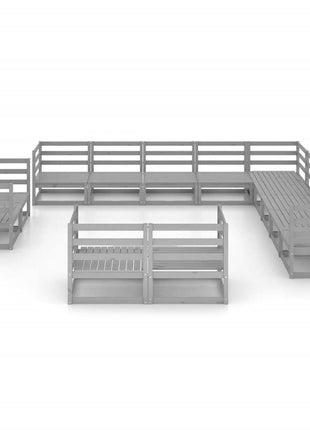 13-Delige Loungeset Massief Grenenhout Grijs
