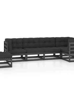6-delige Loungeset met kussens massief grenenhout