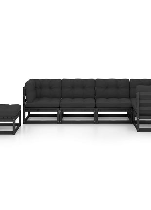 6-delige Loungeset met kussens massief grenenhout