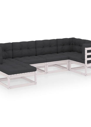 6-delige Loungeset met kussens massief grenenhout