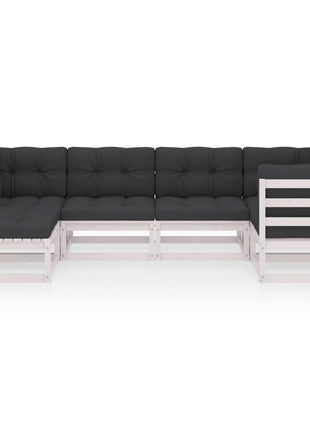 6-delige Loungeset met kussens massief grenenhout