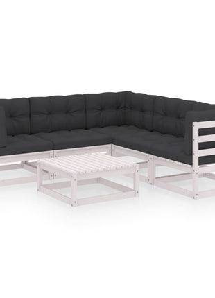 6-delige Loungeset met kussens massief grenenhout