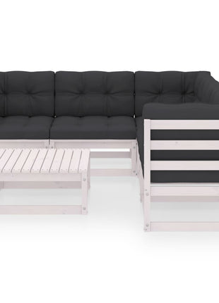 6-delige Loungeset met kussens massief grenenhout