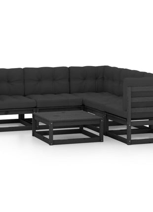 6-delige Loungeset met kussens massief grenenhout