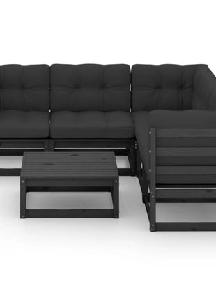 6-delige Loungeset met kussens massief grenenhout