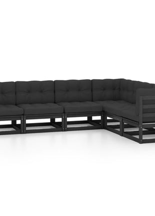 6-delige Loungeset met kussens massief grenenhout