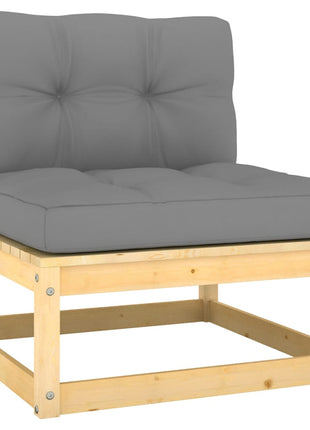 6-delige Loungeset met kussens massief grenenhout