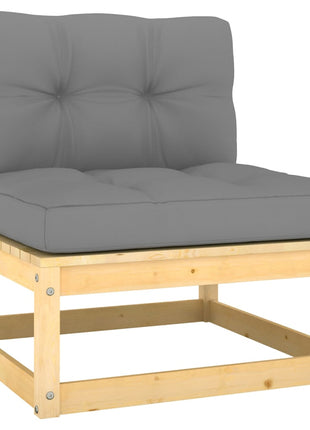 6-delige Loungeset met kussens massief grenenhout
