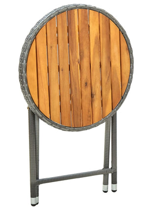 Tafeltje 60 Cm Poly Rattan En Massief Acaciahout