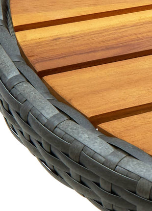 Tafeltje 60 Cm Poly Rattan En Massief Acaciahout