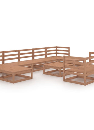 10-delige Loungeset massief grenenhout honingbruin
