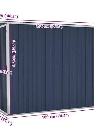 Tuinschuur Wandmontage 118X194X178 Cm Staal Antracietkleurig