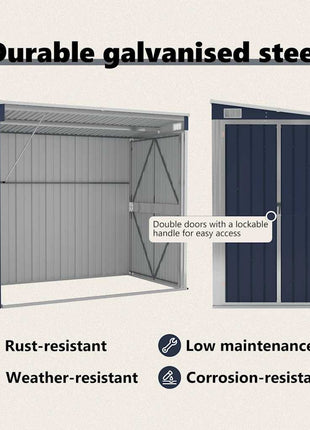 Tuinschuur Wandmontage 118X194X178 Cm Staal Antracietkleurig