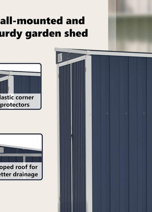 Tuinschuur Wandmontage 118X194X178 Cm Staal Antracietkleurig