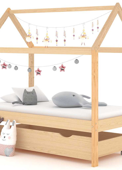 Kinderbedframe Met Lade Massief Grenenhout
