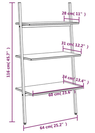 Ladderrek Met 3 Schappen 64X34X En Zwart