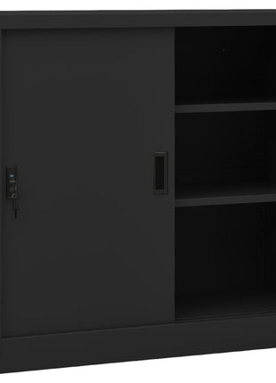 Kantoorkast Met Schuifdeuren 90X40X90 Cm Staal Kleurig Antraciet