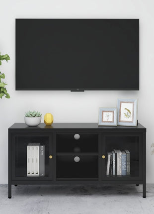 Tv-Meubel 105X35X52 Cm Staal En Glas Kleurig