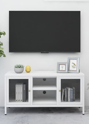 Tv-Meubel 105X35X52 Cm Staal En Glas Kleurig