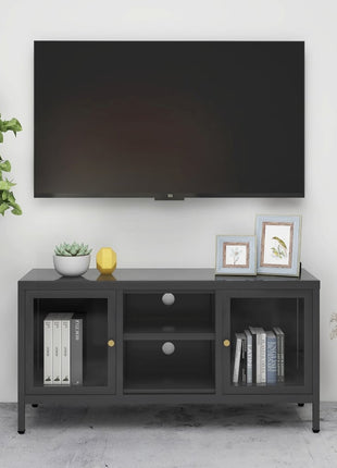 Tv-Meubel 105X35X52 Cm Staal En Glas Kleurig