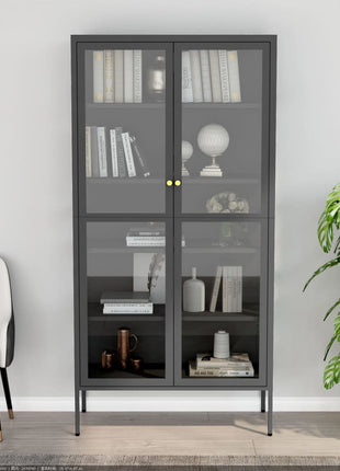 Vitrinekast 90X40X180 Cm Staal En Gehard Glas Kleurig