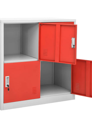 Lockerkast 90X45X92,5 Cm Staal Lichtgrijs En Rood