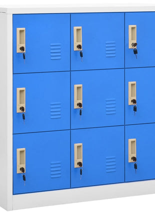 Lockerkast 90X45X92,5 Cm Staal Lichtgrijs En Blauw