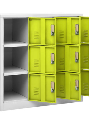 Lockerkast 90X45X92,5 Cm Staal Lichtgrijs En Groen