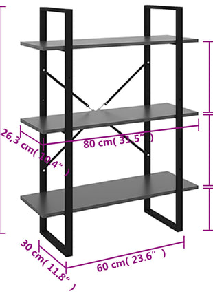 Boekenkast 80X30X Grijs