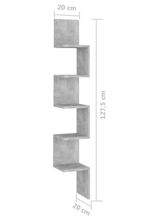 Hoekwandschap 20X20X127,5 Cm Bewerkt Hout Betongrijs