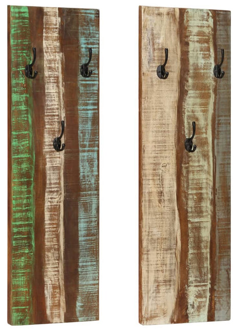 Wandkapstokken 2 st 36x3x110 cm massief gerecycled hout